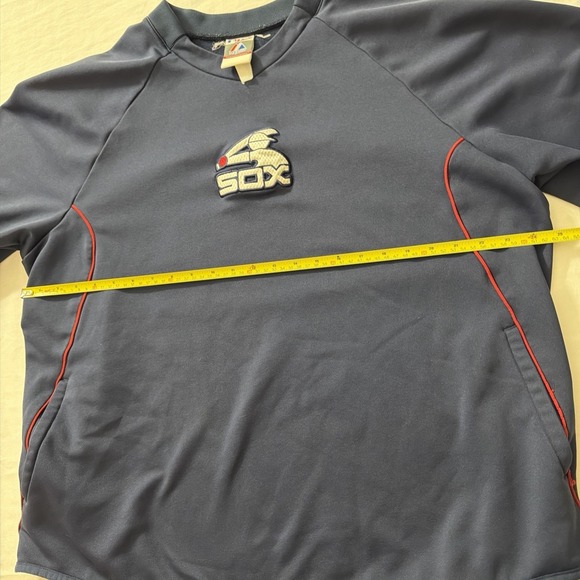 Majestic White Sox Therma Base Pullover Sweatshirt Men's XL Blue Red Spring Trai - Picture 14 of 16